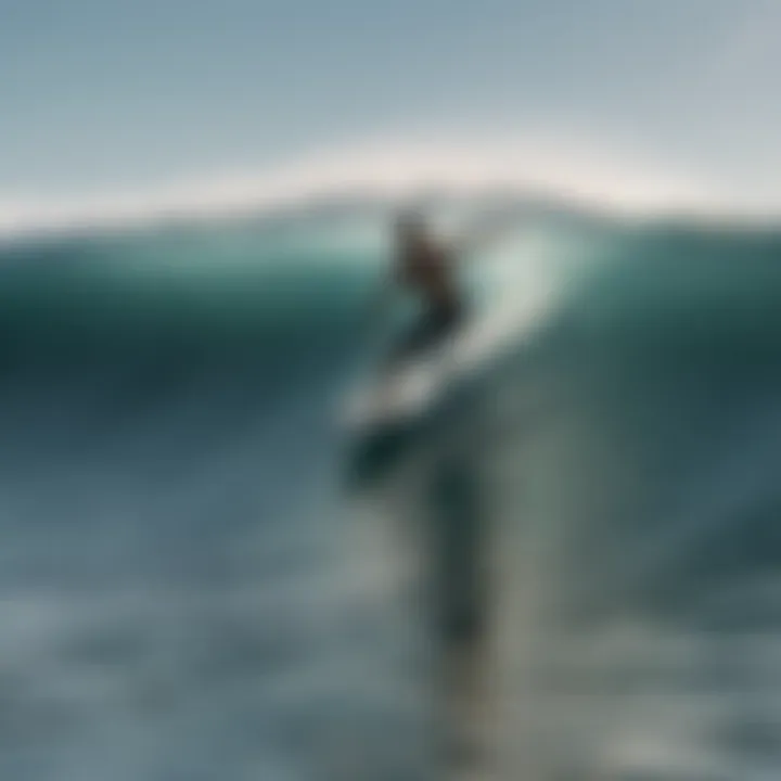 Surfer riding a powerful wave in a pristine ocean