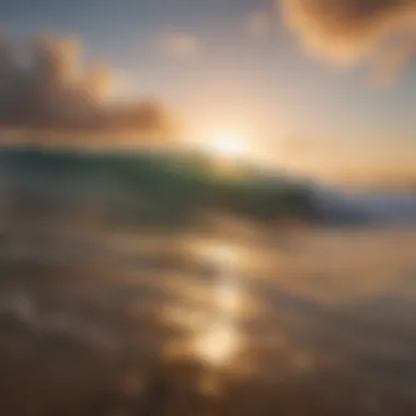 Sunset Serenity at a Surf Paradise A breathtaking view of a pristine surf beach at sunset, highlighting the natural beauty of surf destinations.