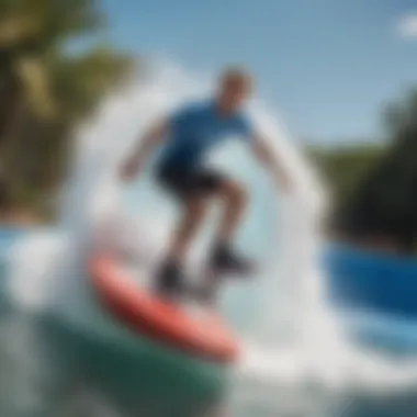 An enthusiastic surfer mastering techniques on a Flowrider