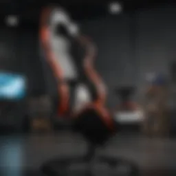 A sleek gaming chair showcasing ergonomic design features