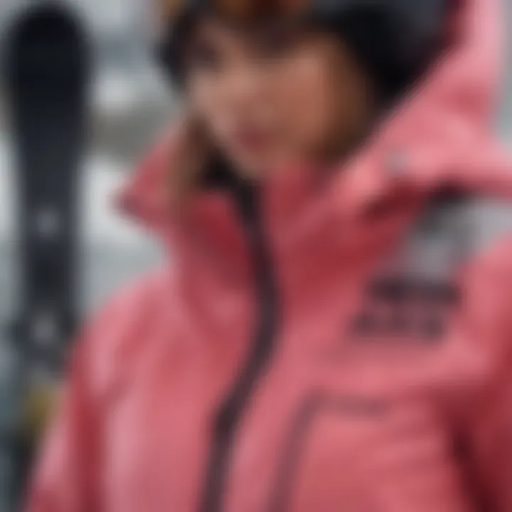 Close-up of innovative features in a Billabong snowboard jacket