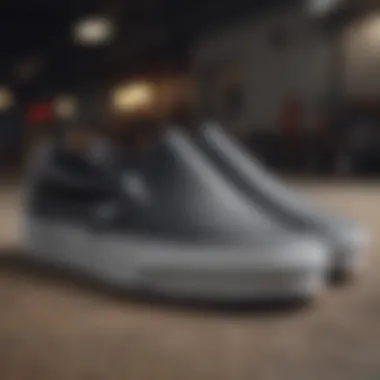 Sleek Design of Black Slip-On Vans Close-up of black slip-on Vans showcasing their sleek design