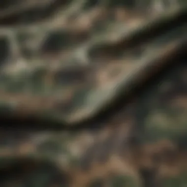 Close-up of camouflage fabric highlighting its texture and durability for outdoor activities