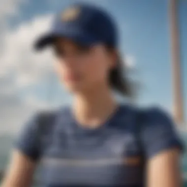 Elevate Your Style with Navy Stripes Fashionable outfit featuring a navy stripe t-shirt styled with accessories