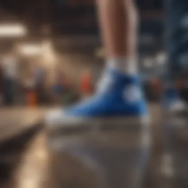 Performance Insights of Converse Comparison image highlighting the performance features of royal blue platform Converse against traditional sports footwear.