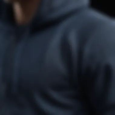 Fabric Insight: Quality and Comfort of the Navy Blue Hoodie Close-up of fabric texture of a navy blue hoodie