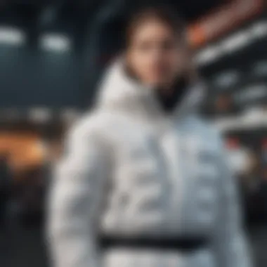 White Puffer Jacket in Extreme Sports An athlete wearing a white puffer jacket while engaging in extreme sports activities.