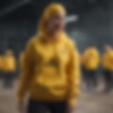 Athlete in Action: Yellow Adidas Hoodie at Extreme Sports Event Athlete wearing a yellow Adidas hoodie during an extreme sports event