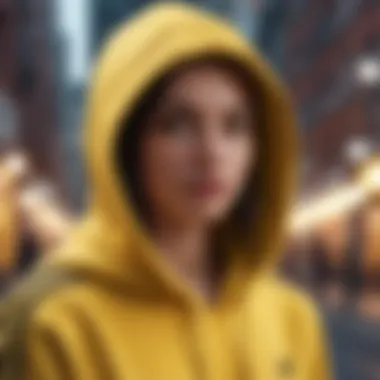 Urban Fashion Statement: The Yellow Adidas Hoodie Stylish urban setting featuring the yellow Adidas hoodie