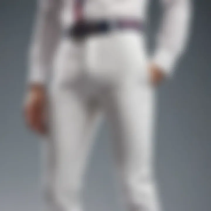 Variety of materials used in Tommy Hilfiger white pants highlighted