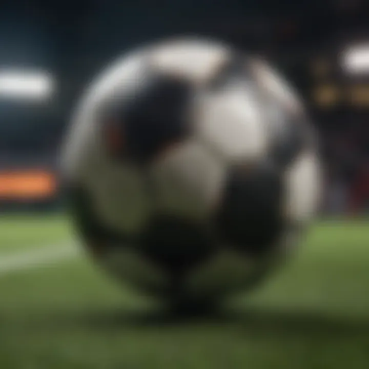 A close-up view of a soccer ball being maneuvered with skill and precision.