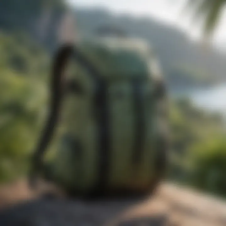 Tropic Backpack displayed outdoors with stunning landscape in background