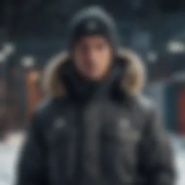 Adidas parka jacket worn in a winter outdoor setting