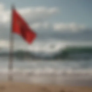 Red Flag: High Surf Conditions Red flag indicating high surf conditions