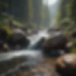 A pristine mountain stream representing clean water sources