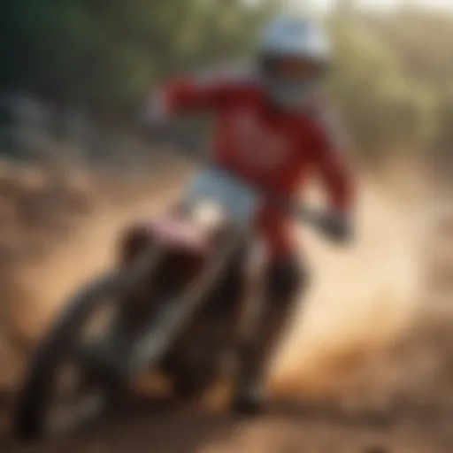 A motocross rider navigating a challenging dirt track