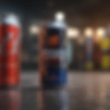 A Look at Popular Energy Drinks Overview of popular energy drinks on a vibrant background