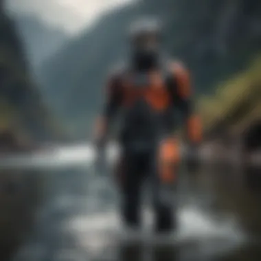 Advanced Materials of Mystic Drysuit A detailed view of the Mystic drysuit showcasing its advanced materials and design features.