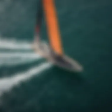 Aerial view of wingfoilers in action during an event