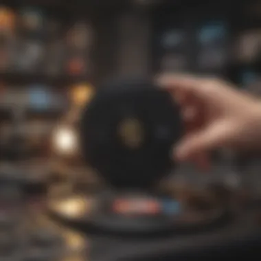 Collector Analyzing Record Condition A collector analyzing the condition of a Beatles record