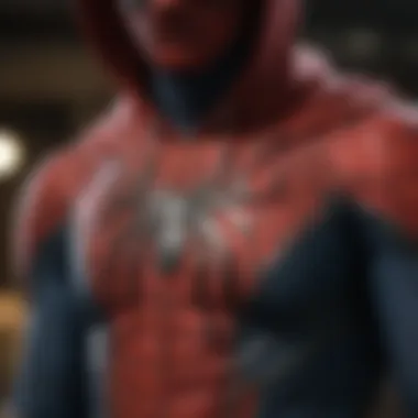 Intricate Design Elements of the Spider-Man Hoodie Close-up of the intricate design elements on a Spider-Man hoodie