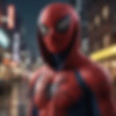 Fusing Adventure with Superhero Style An adventurous individual wearing a Spider-Man hoodie while engaging in extreme sports