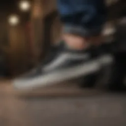 Classic silhouette of Vans Old Skool Black Leather