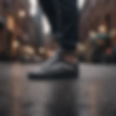 Vans Old Skool Black Leather in Street Fashion Setting Vans Old Skool Black Leather in street fashion setting