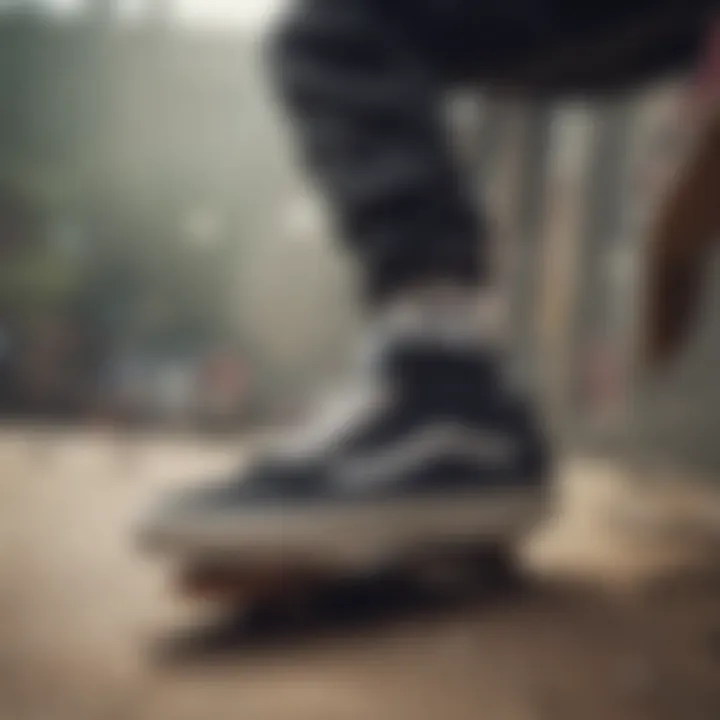 Extreme sports enthusiast wearing Vans Scotty Cranmer shoes in action