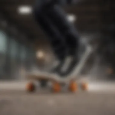 Skateboarder performing tricks in Vans Spider Web sneakers.