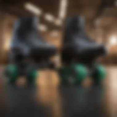 Stylish Quad Roller Skates A stylish pair of quad roller skates on display