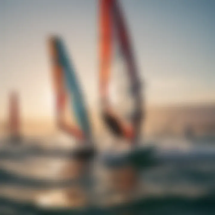 A group of windsurfers enjoying a sunny day on the water.