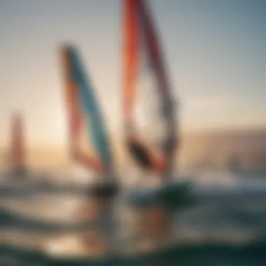 Joy of Windsurfing: Embracing the Elements A group of windsurfers enjoying a sunny day on the water.