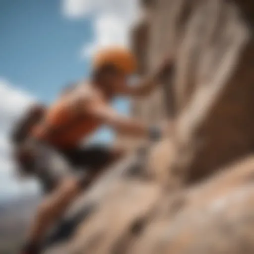 A climber scaling a rock face showcasing strength and endurance.